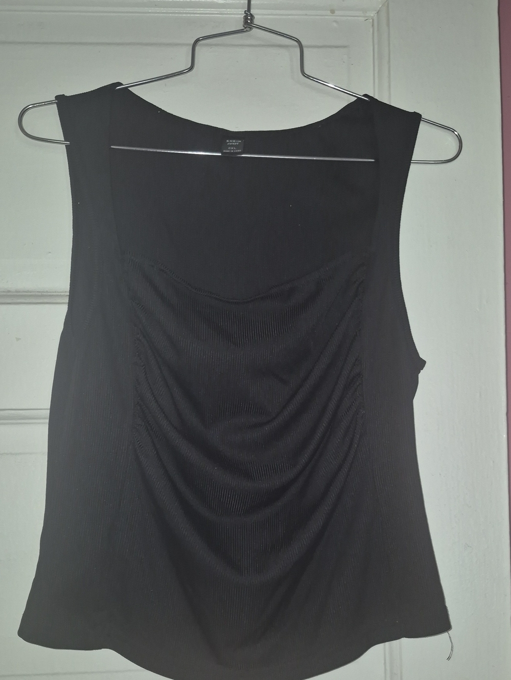 Black Sleeveless Draped Front Top